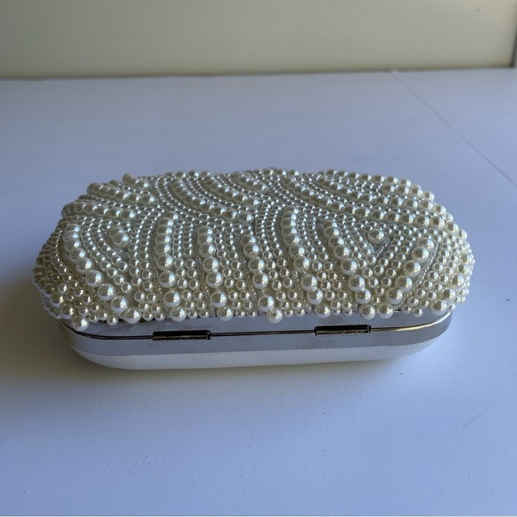 Vintage Pearl Purse White Shoulder Bag Elegant Wedding Prom Formal Handbag Small - Picture 4 of 12